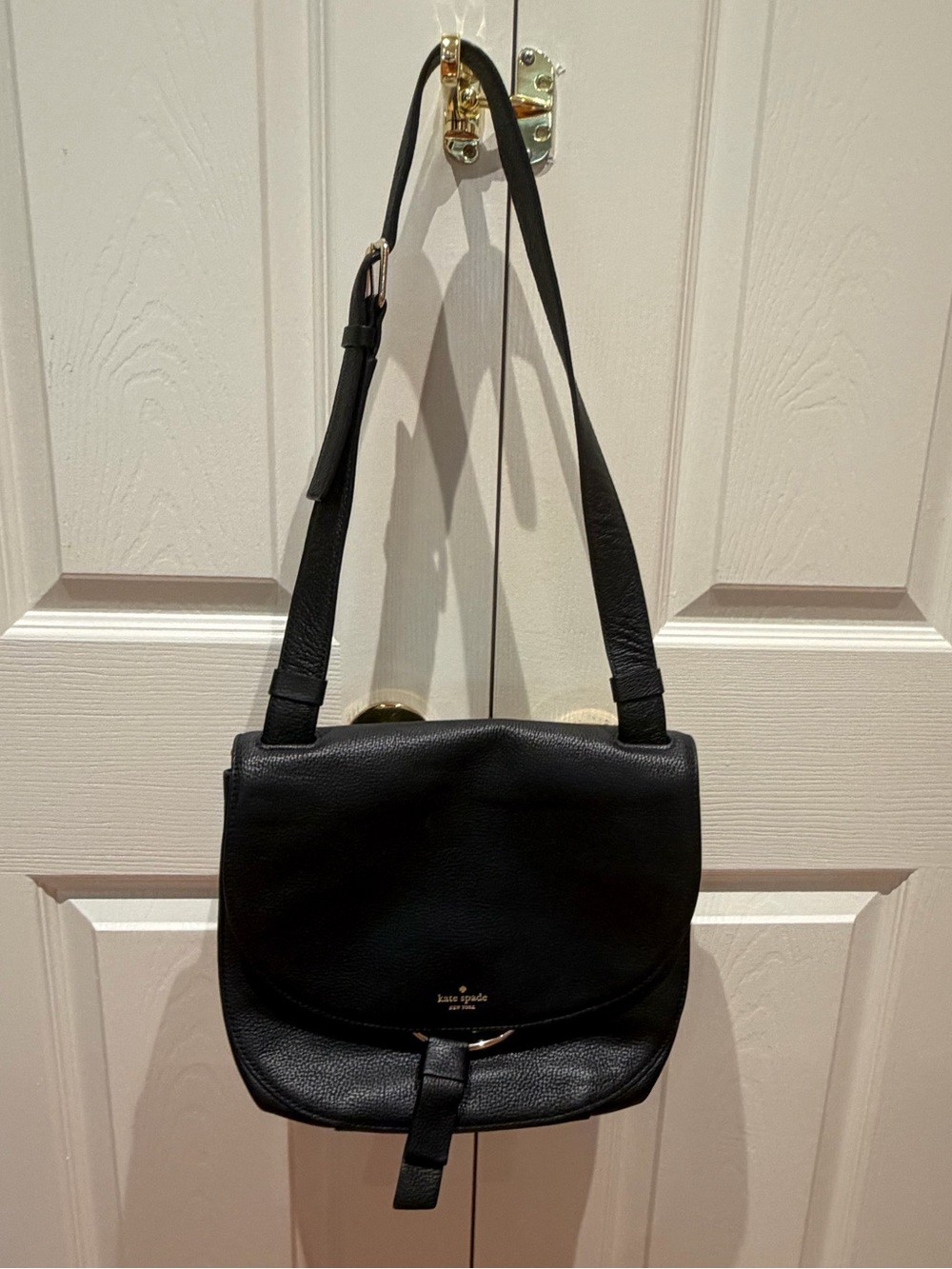Kate Spade Hayes Black Leather Flap Crossbody Bag
